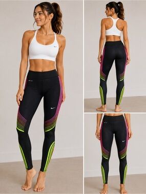 Nike Dri-FIT Neon Print Running Leggings | Size Small | Full Length